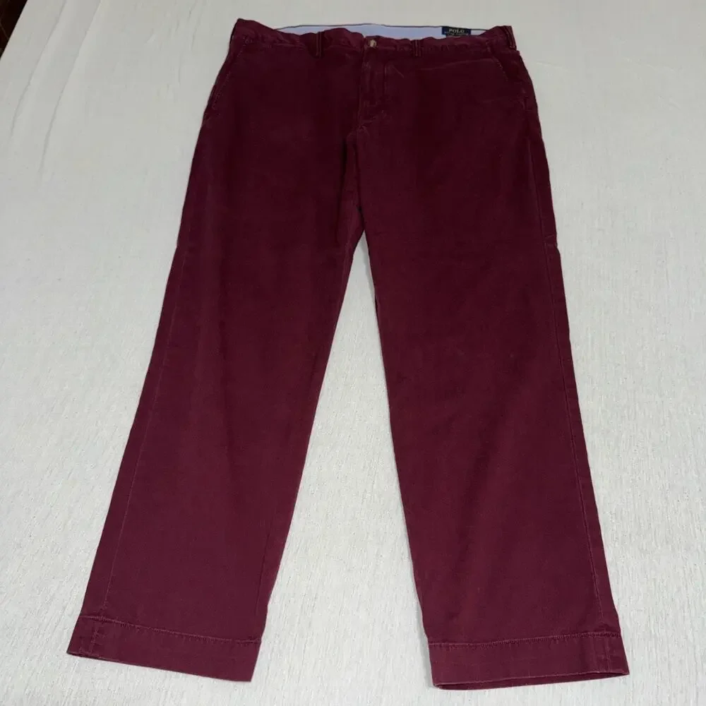 Polo Ralph Lauren Mens Stretch Straight Fit Chino Pants Burgundy 38x30 EUC